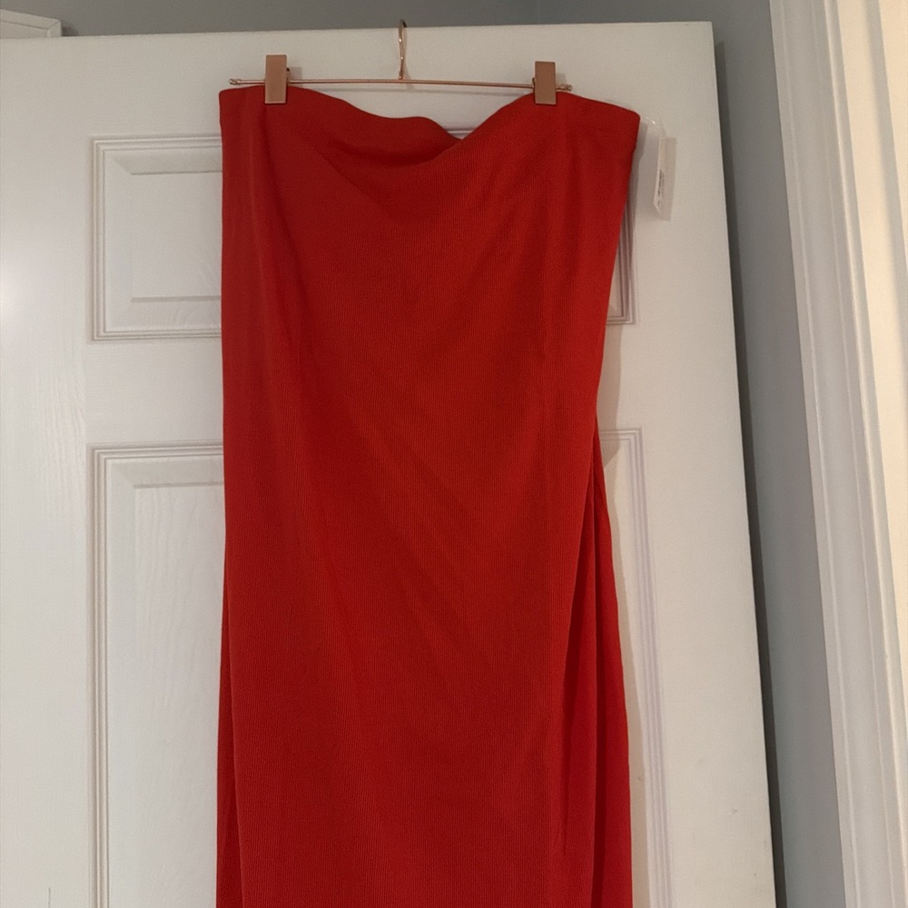 NEW A New Day Women's Ribbed Strapless Maxi Tube Dress Red Plus Size 1X